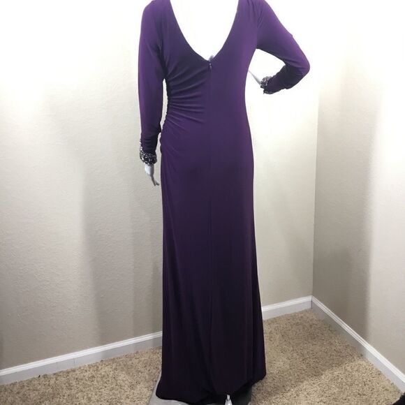 Eliza J Beaded Sleeve Ruched Jersey Gown (G5) - Picture 2 of 8